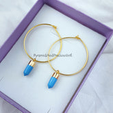 Turquoise Earring, Handmade Earring, Pencil Earring, Gemstone Earring, Gold Electroplated Earring